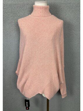 Ciovkis Women'sTurtleneck Poncho Sweater Asymmetrical Pink Size Small NWT's